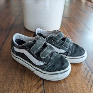 Vans Kids Black and White Velcro Sneakers